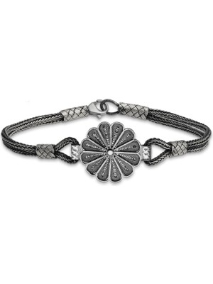 Gumush Hk Gümüş Oksitli Kazaziye Bileklik Papatya|gümüş Takı Hediyelik Ürünler