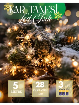 Kar Tanesi LED Işık 5m 28 LED Yılbaşı Süsleme Aydınlatma Sarkıt