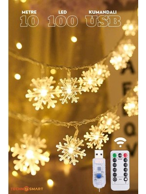 100 Kartanesi Ledli 10M Kumandalı Dekoratif Şerit Işık Yılbaşı Süsleme