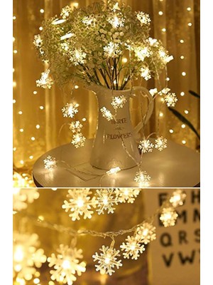 2 Metre Kar Tanesi LED Işık Seti, 20 Adet, Pilli, Dekoratif, Parti ve Düğün Için