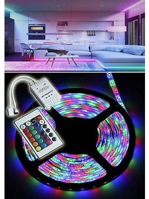 Renkli LED Şerit 5m Uzaktan Kumandalı, Parlak ve Şık Aydınlatma