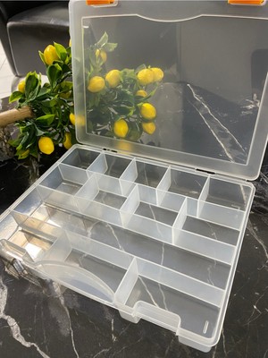 Feyza Design Şeffaf 13 Bölmeli Takı ve Hobi Organizer Kutusu, Pratik Saklama Çözümü