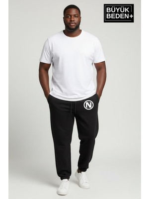 Superlife Erkek Büyük Beden N Logolu Paça Lastikli Rahat Kesim Jogger Ince Eşofman Altı SPR26BEA951-4