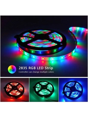 5m Rgb Şerit LED Aydınlatma, Iç ve Dış Mekan, Silikon Yapışkanlı