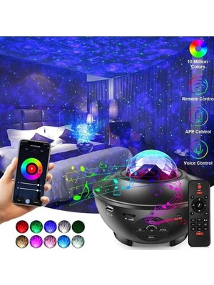 Yıldızlı Projektör Tavan Aydınlatma Galaxy Lazer Işıklı Disko Topu Bluetooth Hoparlör