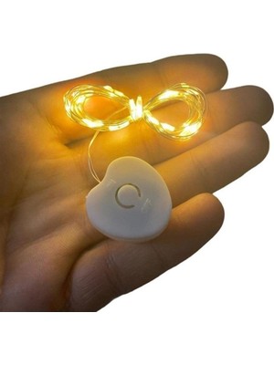 Kalp Şekilli Peri LED Işık, 3 Fonksiyonlu, Kendinden Pilli, Dekoratif Süsleme