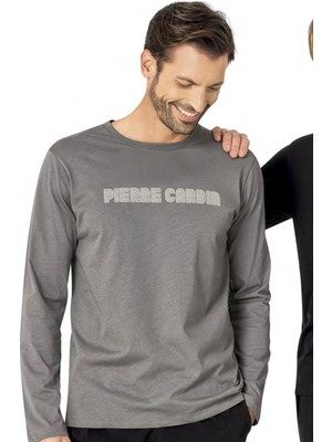 Pierre Cardin Erkek Siyah Pijama Takım, %100 Pamuk, Uzunkollu, Cepli