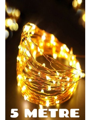 5 Metre Dekoratif Peri LED Işık, Gün Işığı Renkli, Pilli, Şık Aydınlatma