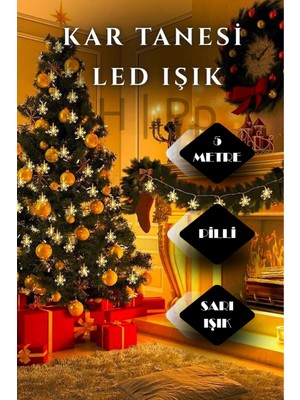 Kar Tanesi Desenli Kristal LED Dekoratif 5 Metre Günışığı Yılbaşı Ağacı