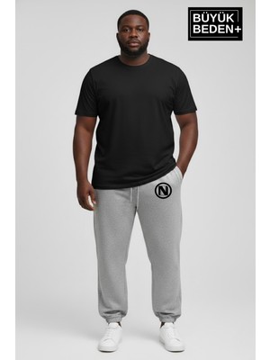 Superlife Erkek Büyük Beden N Logolu Paça Lastikli Rahat Kesim Jogger Ince Eşofman Altı SPR26BEA951-4