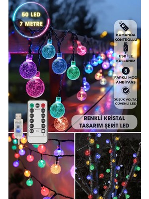 50 Ledli Çok Renkli Kumandalı Toplu Işık, Parti ve Organizasyon Süslemesi