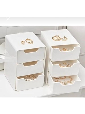 Feyza Design Mini Organizer Set – 3 Çekmeceli Düzenleyici, Takı ve Aksesuar Kutusu