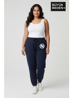 Superlife Kadın Büyük Beden N Logolu Paça Lastikli Rahat Kesim Jogger Ince Eşofman Altı SPR26BEAK951-4