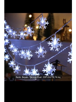 Beyaz LED Işık Dekoratif Kar Tanesi 5m Yılbaşı Ağacı Süsü