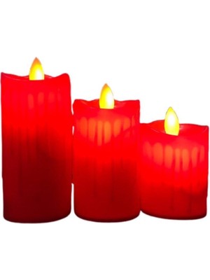 Kırmızı LED Mum 3'lü Set, Şık ve Sıcak Atmosfer Yaratır