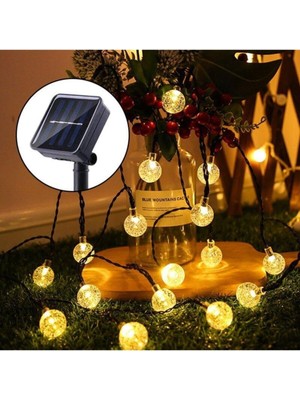 Solar Kristal 20'li Sarı Işık LED Modülü Balkon ve Bahçe Aydınlatması