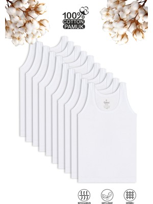 Özkan Underwear Özkan 0702 10'lu Paket Erkek Çocuk Garson Boy Seçenekli %100 Pamuklu Süprem Kumaş Atlet