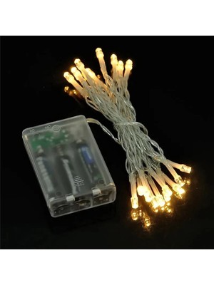 Şeffaf Silikon Kablolu Süs Işık, 2 Pilli, Sarı Dekoratif Aydınlatma