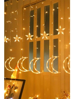 Yıldızlı Dekoratif LED Perde, Animasyonlu Işık Süsü, Yılbaşı Dekorasyon