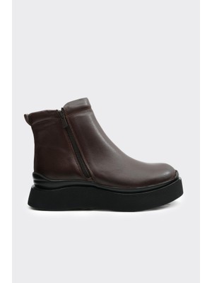 Derinet Hakiki Deri Yüksek Taban Kadın Bot