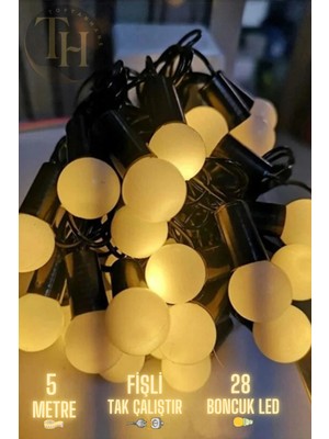 25 LED Boncuk Top Işık, 5 Metre, Yılbaşı ve Parti Dekoru