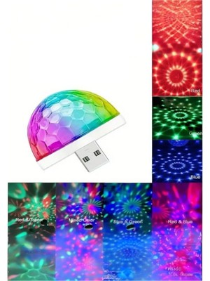 Müzikli Sese Duyarlı USB Mini Disko Topu Araç Içi LED Işık