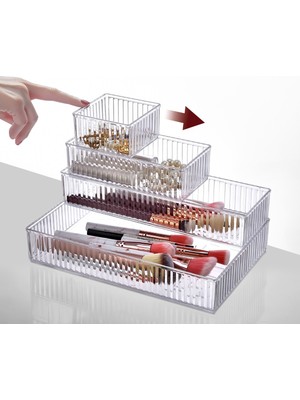 Feyza Design 6'lı Çok Amaçlı Çekmece Organizer, Kozmetik ve Takı Düzenleyici