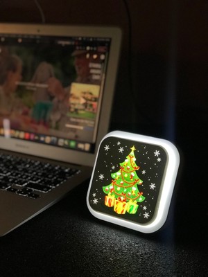 Yılbaşı Temalı LED Masa Lambası, USB ve Uv Baskılı Neon Görünüm