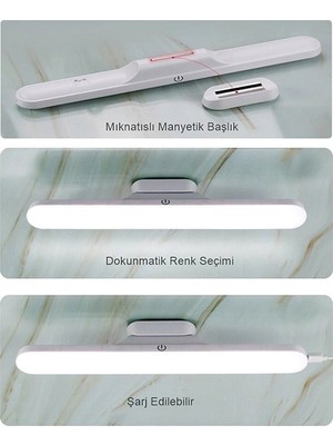 Mıknatıslı Şarjlı LED Işık, Kablosuz, Micro Usb, 3 Renkli Aydınlatma