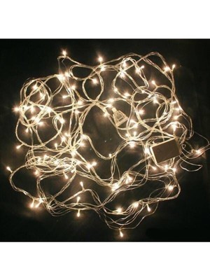 100 LED Beyaz Yılbaşı Işık Şeridi, 10 Metre, Parlak ve Estetik Dekorasyon