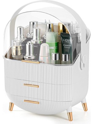 Feyza Design Iki Katlı Şeffaf Kapaklı Kozmetik Düzenleyici, Şık ve Pratik Organizatör