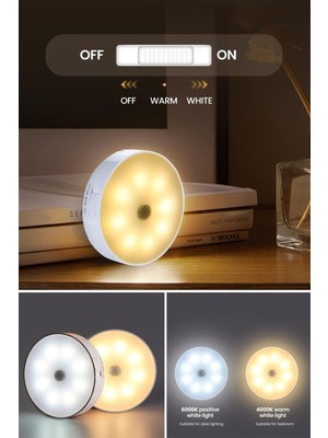 Şarjlı Renkli Hareket Sensörlü Kablosuz LED Spot Işık, 1 Adet