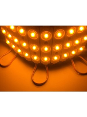 3’lü LED Mercek Modül 1.5W Amber 12V Smd 2835, 10 Adet
