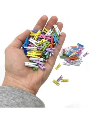 25 Adet Renkli Ahşap Mandal, Dekorasyon ve Fotoğraf Süsleme Seti