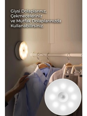 Hareket Sensörlü USB Şarjlı Beyaz LED Işık Lamba