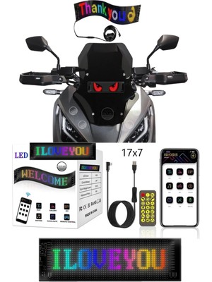 Rgb Motosiklet Paneli 17.3x7 Cm, Kumandalı ve App Kontrollü LED Ekran