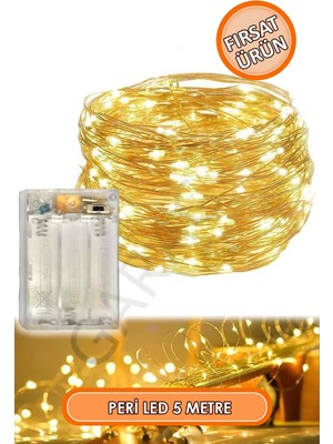 Beyaz Parıltılı Gün Işığı Dekoratif Peri LED 5 Metre