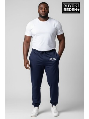 Superlife Erkek Büyük Beden New York Baskılı Paça Lastikli Rahat Kesim Jogger Ince Eşofman Altı SPR26BEA951-5