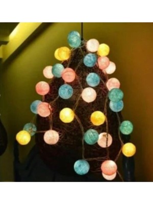 Renkli Toplar LED Aydınlatma 2 Metre 10 Lu Pilli Dekoratif Işık Seti