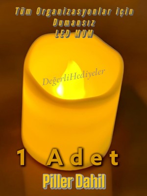 Dumansız ve Kokusuz, Pilli LED Dekor Mum, Sıcak Sarı Işık ile Şıklık Sağlar