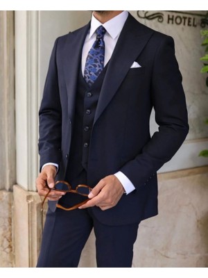 İlayda Emir Italyan Kesim, Slım Fıt, Kırlangıç Yaka, Blazer,erkek Takım Elbise, Lacivert