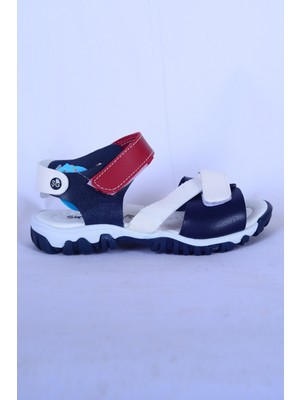 Ayakmod 22Y04 P Lacivert-Beyaz-Kırmızı Erkek Çocuk Sandalet