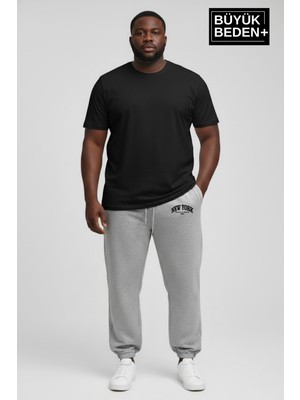 Superlife Erkek Büyük Beden New York Baskılı Paça Lastikli Rahat Kesim Jogger Ince Eşofman Altı SPR26BEA951-5