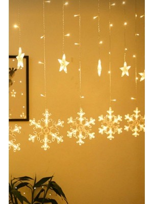 Dekoratif Günışığı Kar Tanesi Perde Led, Çocuk Odası ve Parti Aydınlatması