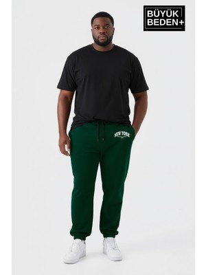 Superlife Erkek Büyük Beden New York Baskılı Paça Lastikli Rahat Kesim Jogger Ince Eşofman Altı SPR26BEA951-5