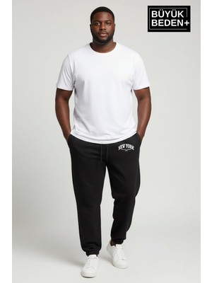 Superlife Erkek Büyük Beden New York Baskılı Paça Lastikli Rahat Kesim Jogger Ince Eşofman Altı SPR26BEA951-5