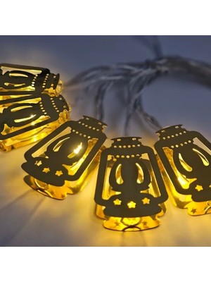 Ramazan Temalı Gün Işığı Metal Fener Dekorasyon Işığı