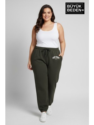 Superlife Kadın Büyük Beden New York Paça Lastikli Rahat Kesim Jogger Ince Eşofman Altı SPR26BEAK951-5