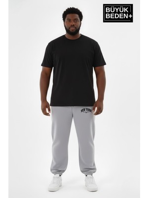 Superlife Erkek Büyük Beden New York Baskılı Paça Lastikli Rahat Kesim Jogger Ince Eşofman Altı SPR26BEA951-5