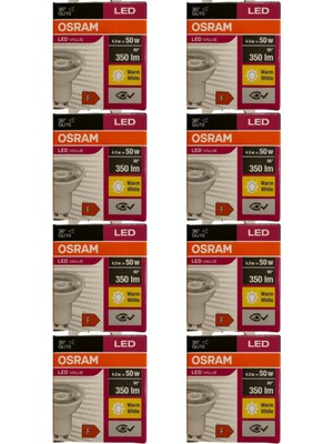 8'li 4.5W GU10 Sarı LED Spotlar, 3000K, Enerji Verimli ve Şık Aydınlatma